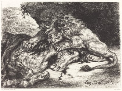 Leão Devorando um Cavalo Leão Devorando um Cavalo, 1844. de Eugène Delacroix