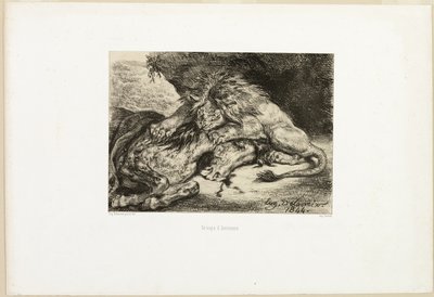 Leão devorando um cavalo de Eugène Delacroix