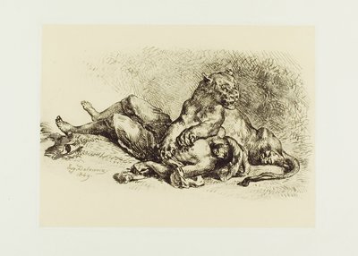 Leoa rasgando o peito de um árabe de Eugène Delacroix