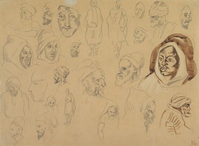 Estudos de cabeças e figuras árabes, depois de 1832. de Eugène Delacroix