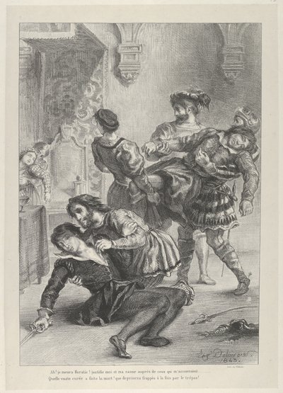 A Morte de Hamlet, 1843., 1843. de Eugène Delacroix
