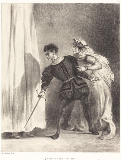 O Assassinato de Polônio (Ato III, Cena IV) de Eugène Delacroix