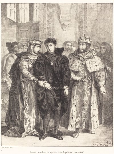 The Queen Tries to Console Hamlet (Act I, Scene II) de Eugène Delacroix