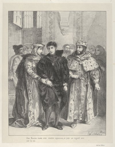 A rainha tenta consolar Hamlet, 1834., 1834. de Eugène Delacroix