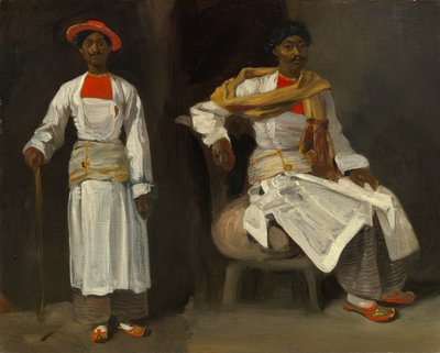 Dois estudos de um índio de Calcutá, sentado e em pé, c. 18231824. de Eugène Delacroix