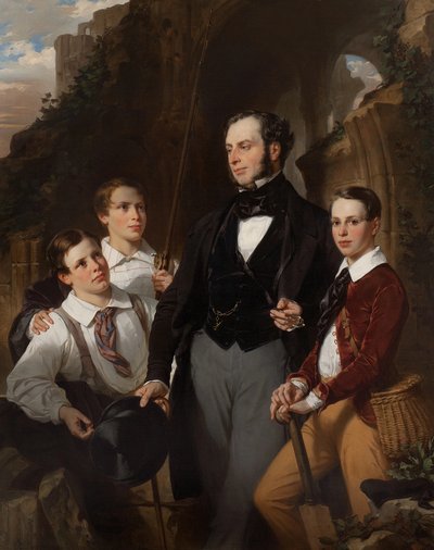 Retrato de Laurence Davidson e dos seus três filhos de Eugene Deveria