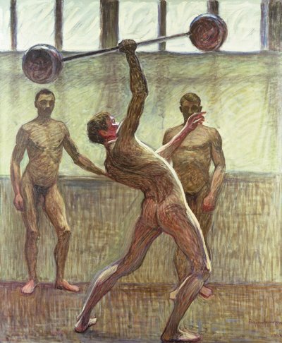 Levantando pesos com um braço número 2, 1914 de Eugène Jansson