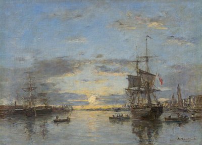 Alemão: Le Havre. O porto exterior ao pôr do sol Le Havre: O porto exterior ao pôr do sol de Eugene Louis Boudin