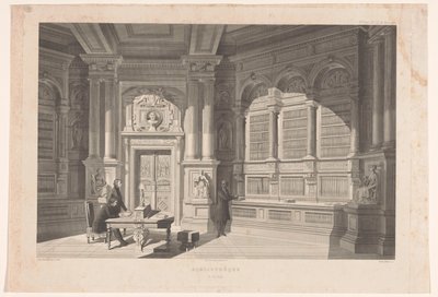 Interior de uma biblioteca
Bibliothèque O. du Plan (título sobre o objecto) de Eugène Napoléon Varin