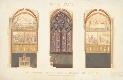 Plano para a Renovação de uma Capela na Nave da Catedral de Notre Dame, Paris, 1843. de Eugène Viollet le Duc