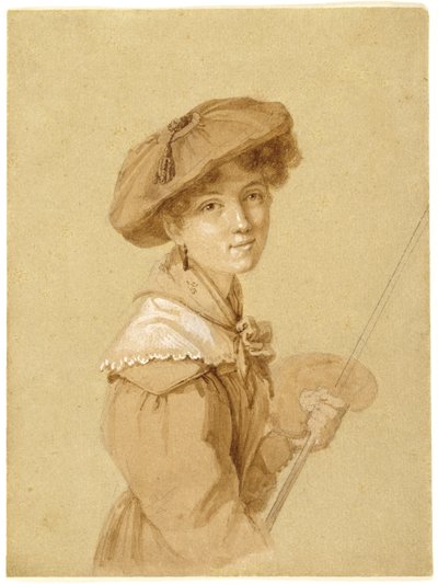 Auto-retrato, 1820-29 (lápis, sépia e guache sobre papel) de Eugénie Tripier Lefranc