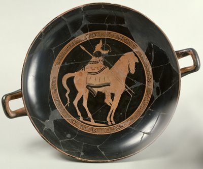 Taça ática de figuras vermelhas representando um cavaleiro a cavalo (cerâmica) de Euphronios