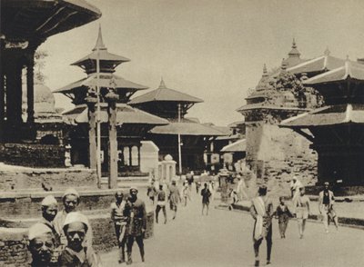 Índia, Temple Street, Katmandu (Fotografia p/b) de European Photographer