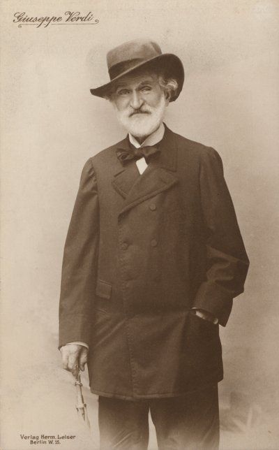 Retrato de Giuseppe Verdi, compositor de ópera (fotografia a preto e branco) de European Photographer