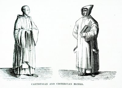 Um monge cartuxo e cisterciense (gravura) de European School