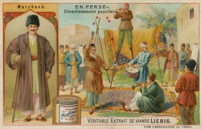 Um comerciante e artistas populares de European School