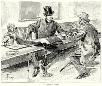 Um café parisiense (gravura) de European School