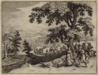 Abraão partindo na sua viagem a Canaã (gravura) de European School