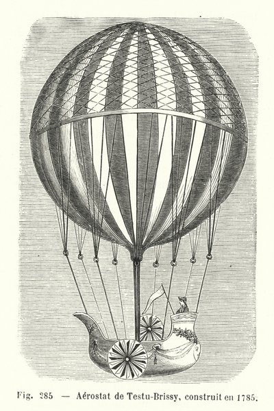 Aerostato da Testu-Brissy, construído em 1785 (gravura) de European School
