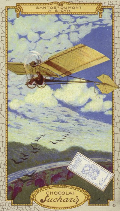 Alberto Santos-Dumont em St Cyr, França (cromolitografia) de European School
