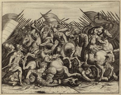 Alexandre lutando contra Demetrius e Jonathan lutando contra Appolonius (gravura) de European School