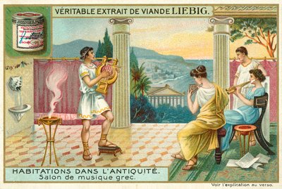 Antigo salão de música grego (chromolitho) de European School