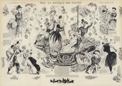 Batalha Anual das Flores, Nice, França (litho) de European School