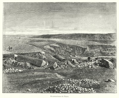 Escavações arqueológicas da antiga cidade egípcia de Tanis (Litho) de European School