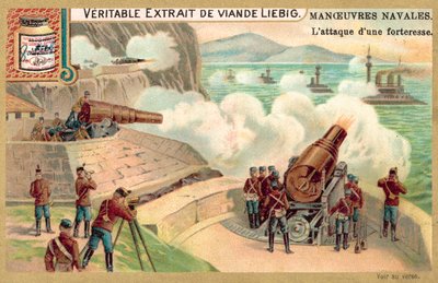 Ataque a uma fortaleza costeira (chromolitho) de European School