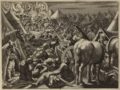 Ataque ao campo de Midian pelos 300 soldados escolhidos por Gideon (gravura) de European School