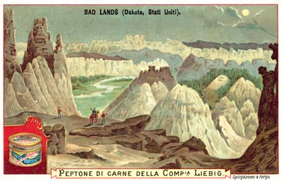 Badlands, Dakota do Sul, EUA (chromolitho) de European School