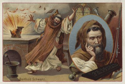 Berthold Schwarz, lendário alquimista alemão do século 14, disse ter inventado a pólvora de European School