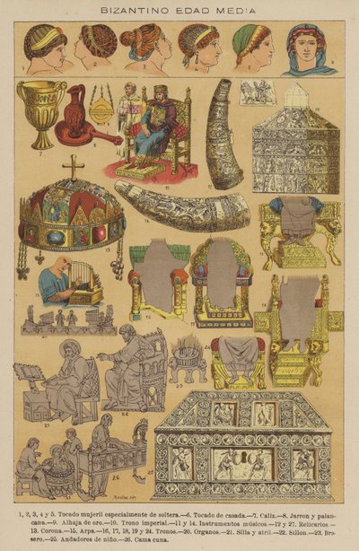 Idade Média Bizantina (cor litho) de European School