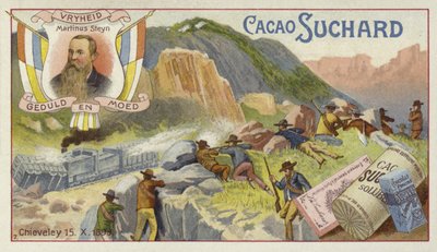 Boers atacando um trem blindado britânico, Chieveley, África do Sul, Boer War, 15 de outubro de 1899 de European School