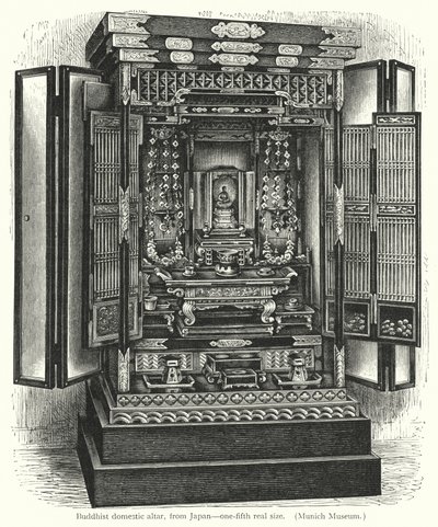 altar doméstico budista, do Japão (gravura) de European School