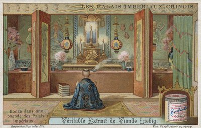 Monge budista em um pagode de um palácio imperial, China de European School