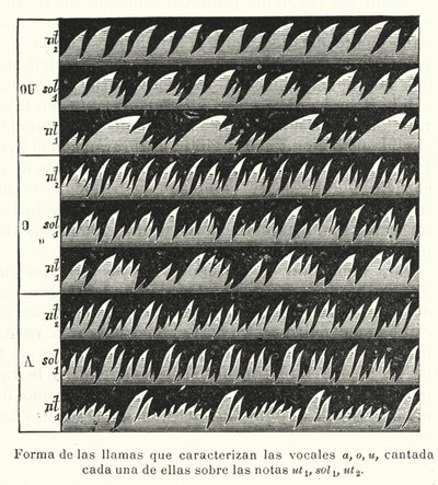 Chama Bunsen de um aparelho de chama manométrica para a visualização de ondas sonoras (litho) de European School