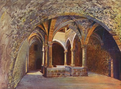 Cannes, O interior do Chateau St-Honorat (litografia a cores) de European School