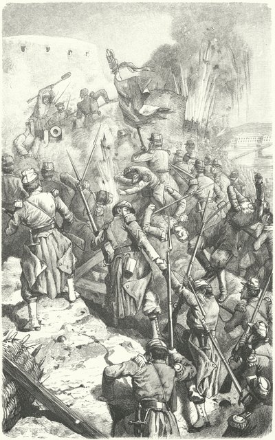 Captura do Reduto de Malakoff durante o Cerco de Sevastopol, 8 de Setembro de 1855 (gravura) de European School