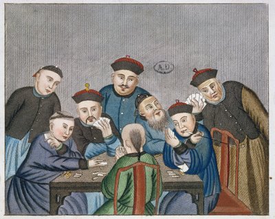 Jogadores de cartas na China, início do século XIX de European School