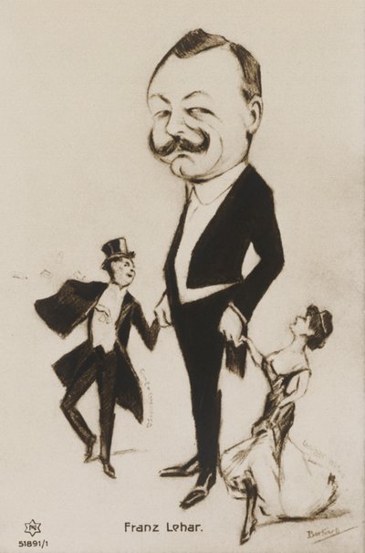 Retrato caricatural de Franz Lehar (litografia) de European School