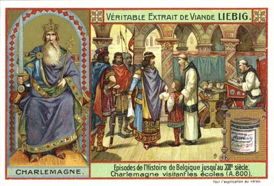 Charlemagne, rei dos francos, visitando uma escola, 800 de European School