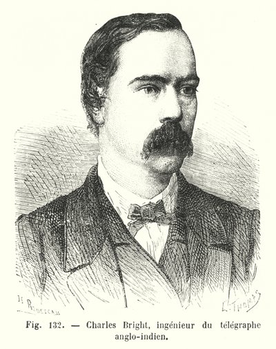 Charles Bright, engenheiro do telégrafo anglo-indiano (gravura) de European School