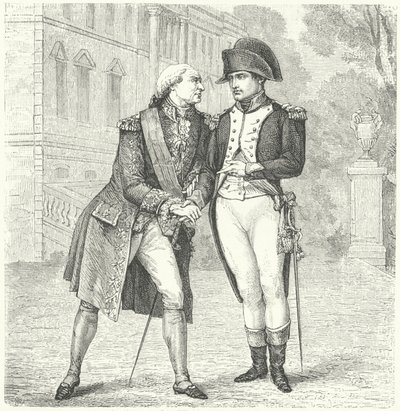 Carlos IV de Espanha com Napoleão (gravura) de European School