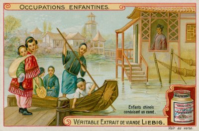 Crianças chinesas trabalhando como barqueiros de European School