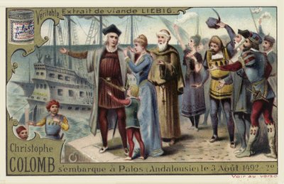 Cristóvão Colombo embarca em sua viagem ao Novo Mundo, Palos, Espanha, 3 de agosto de 1492 de European School