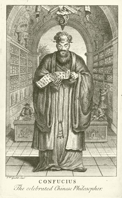 Confúcio, o célebre filósofo chinês (gravura) de European School