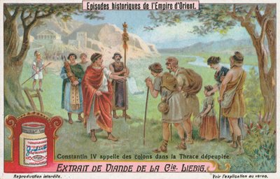 Constantino IV, cartão Liebig, início do século XX (cromo) de European School