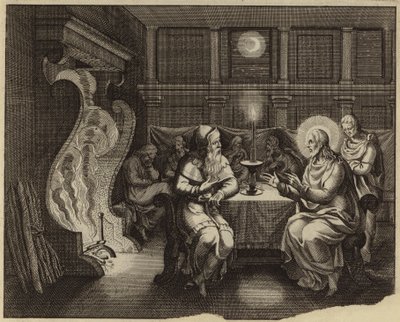 Conversa de Jesus Cristo e Nicodemus (gravura) de European School