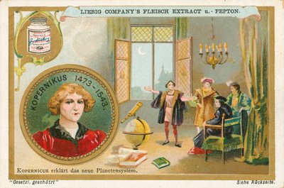 Copérnico, cartão de Liebig, início do século XX (cromo) de European School